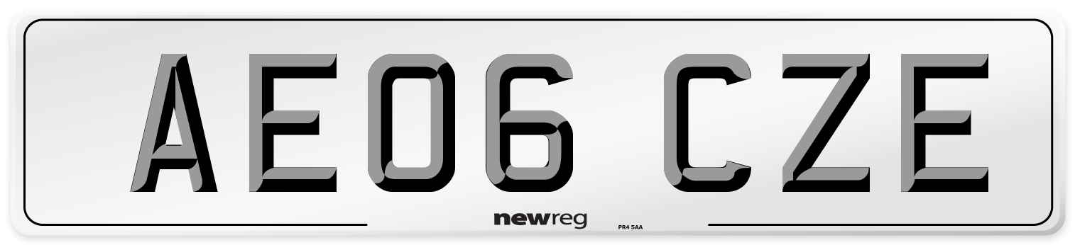 AE06 CZE Number Plate from New Reg